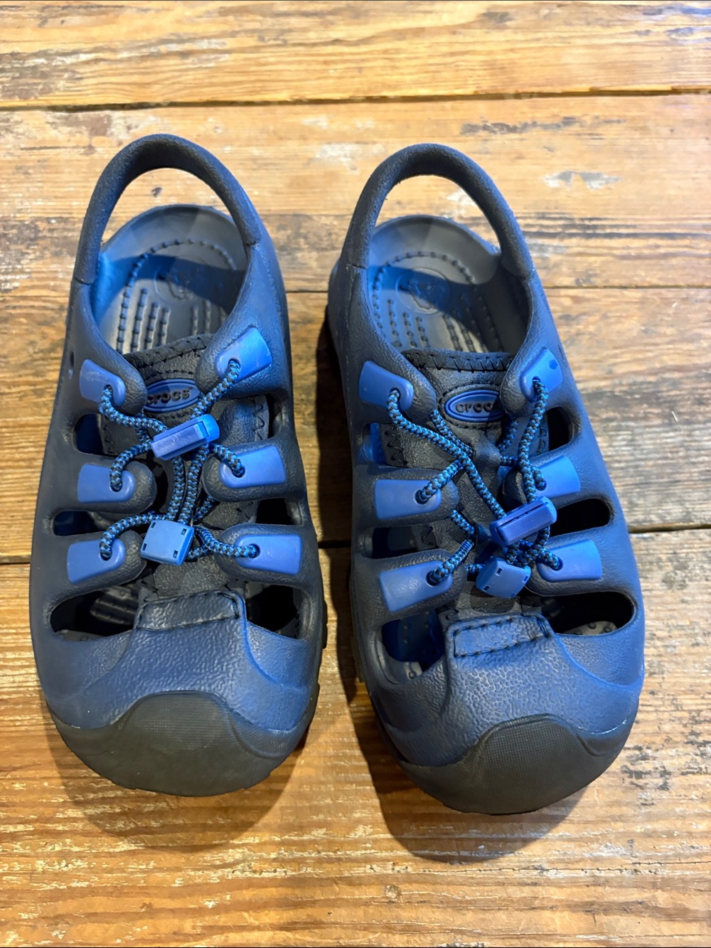 CROCS Kids Trailbreak Bump Toe Blue Water Clog Sandals with Bungee Lacing